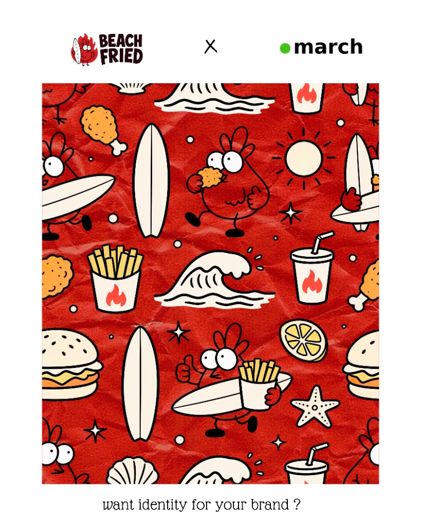 Beach Fried and Dot March branding identity patterns sheet